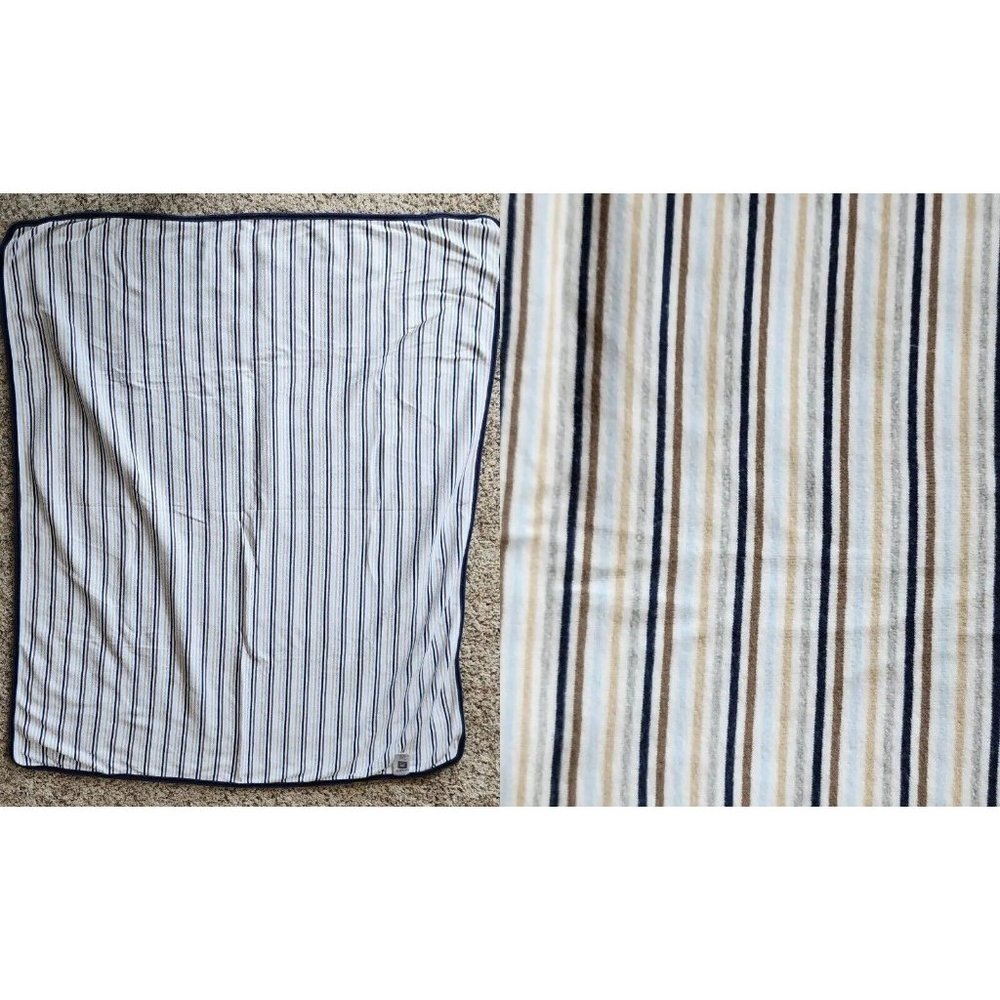 Carter's‎ Baby Blanket Receiving Swaddle Jersey Cotton Blue/Brown/White Striped